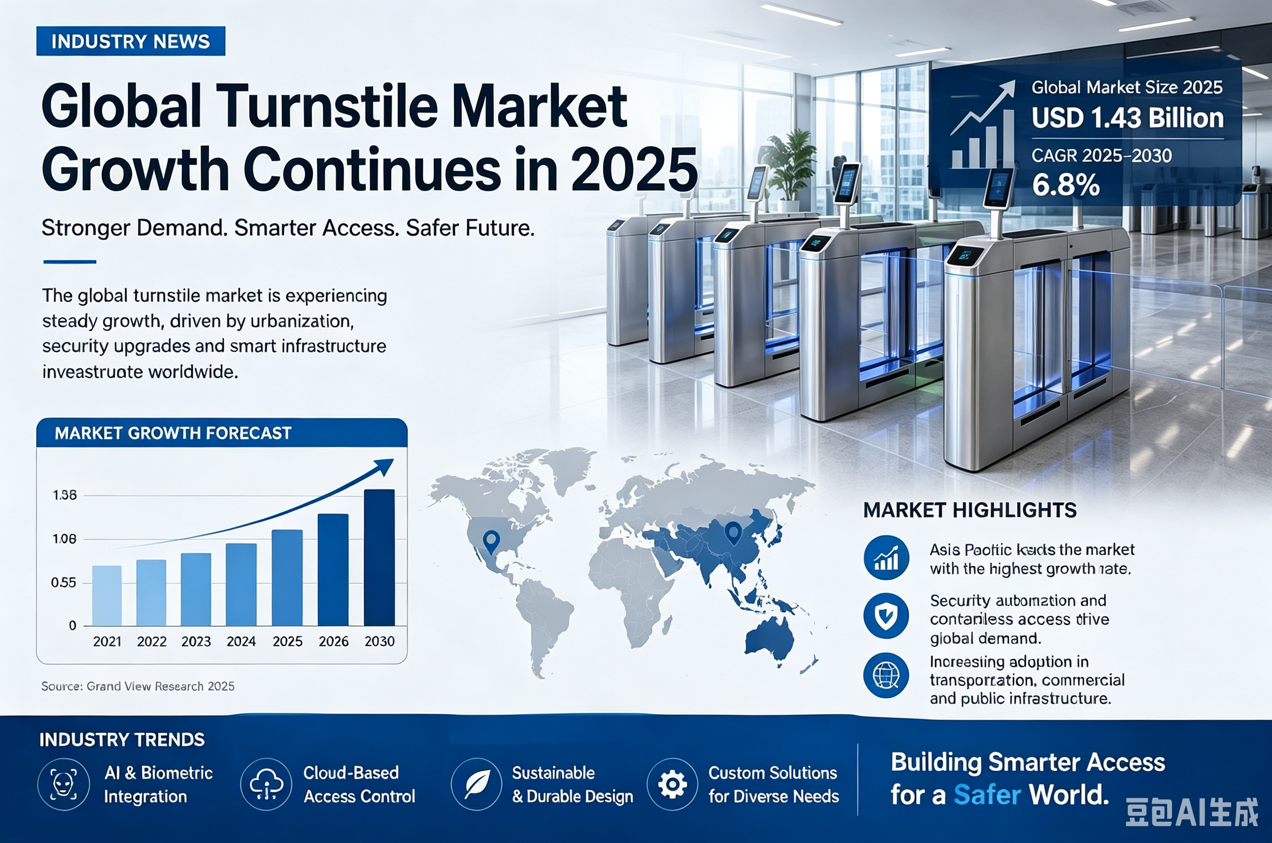 Latest company blogs about Global Turnstile Market 2025: Regional Sales Growth Trends and Export Strategy for Chinese Manufacturers