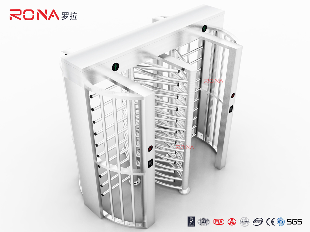 Office Building Full Height Turnstile Gate Security Double Routeway With Solenoid Valve