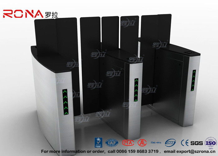 Access Control Turnstile Security Gates Tempered Glass Sliding Material