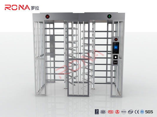 Stainless Steel Full Height Turnstile RFID Card Reader Fingerprint With Double Channels