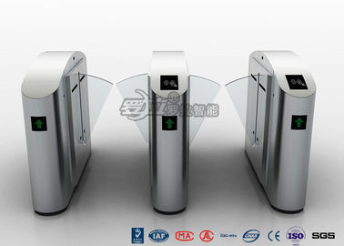 High Speed Glass Lane Flap Barrier Gate Turnstile 304 Stainless Steel For Gym / Metro